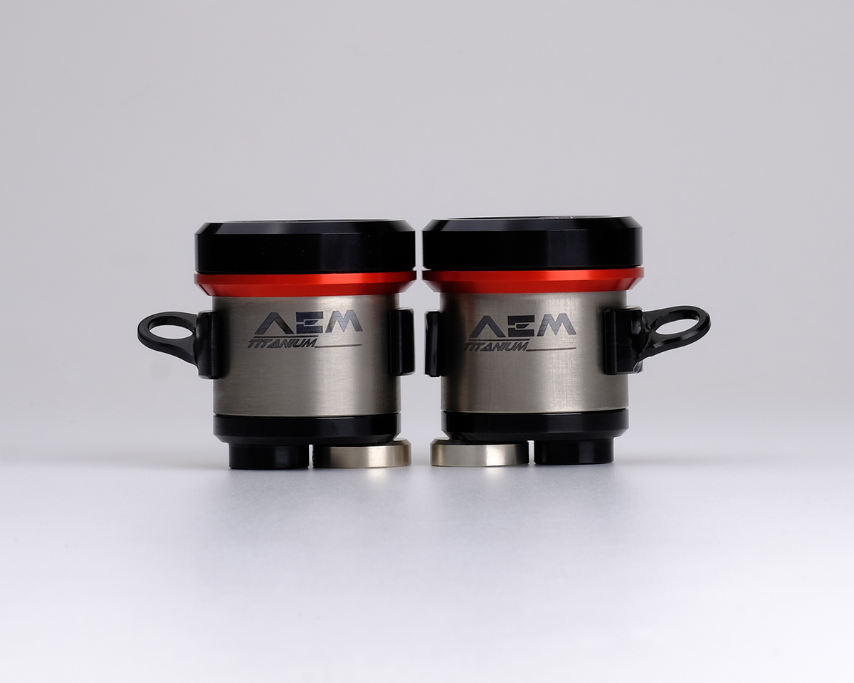 AEM FACTORY - TITANIUM INTEGRATED RESERVOIR FLUID TANKS FOR BREMBO RCS MASTER CYLINDERS AEM FACTORY - TITANIUM INTEGRATED RESERVOIR FLUID TANKS FOR BREMBO RCS MASTER CYLINDERS